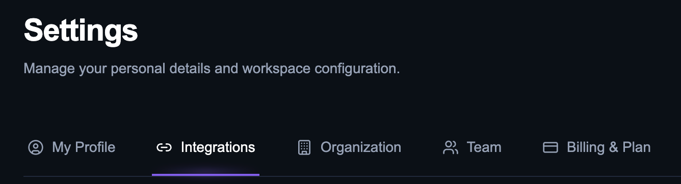 Zavtra Settings page with Integrations tab highlighted